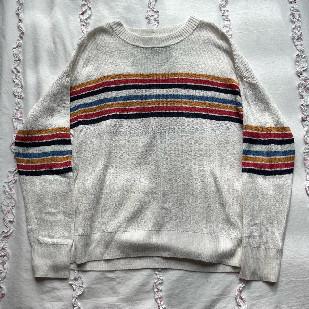 White Stripe Knit Sweater
